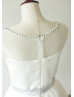 Sheer Cap Sleeves Ivory Tulle Chic Short Wedding Dress
